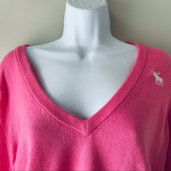 🇺🇸 ABERCROMBIE AND FITCH neon pink cotton sweater size S - Picture 6 of 7